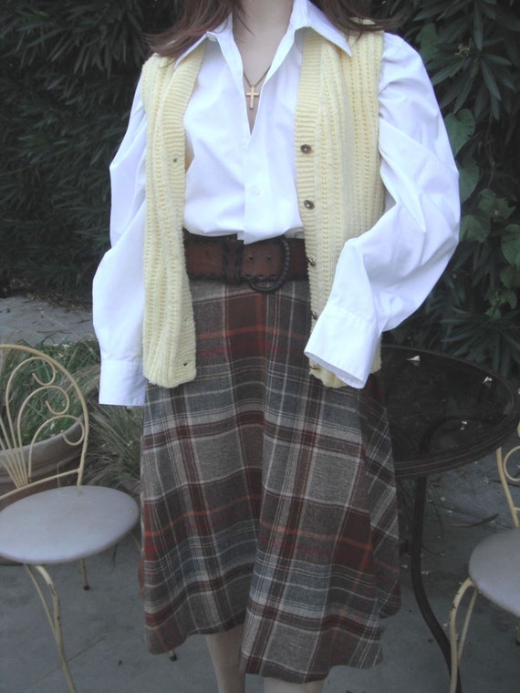 Vintage 1970s Plaid Skirt, College Town, Brown Pl… - image 3