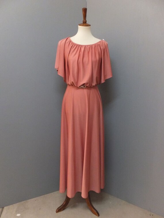 Vintage 1970s MAXI Dress Boho Long Hostess Dusty … - image 1