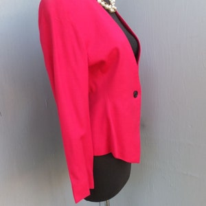 Vintage 1980s Jacket, Saville, Hot Pink Jacket, Linen and Rayon, Career Jacket, size 6 image 3