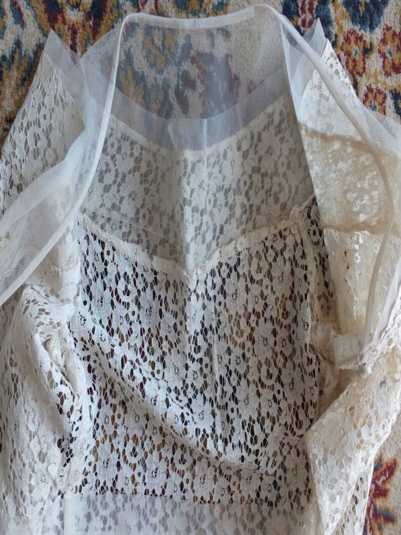 Vintage 1950s Off White Lace Bridal Gown Bust 34 Waist 24 OOAK 2 Pc Bridal Suit wFull Circle Skirt Exquisite