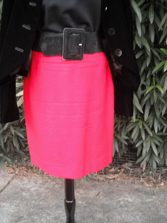 Vintage 60s Pencil Skirt, Red Wool Pendleton Skir… - image 6