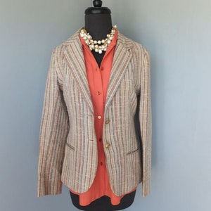 Vintage 70s/80s Jacket, Larry Levine, Stripes, Sportswear, Blazer, Ladies Jacket, Bust 36  Medium