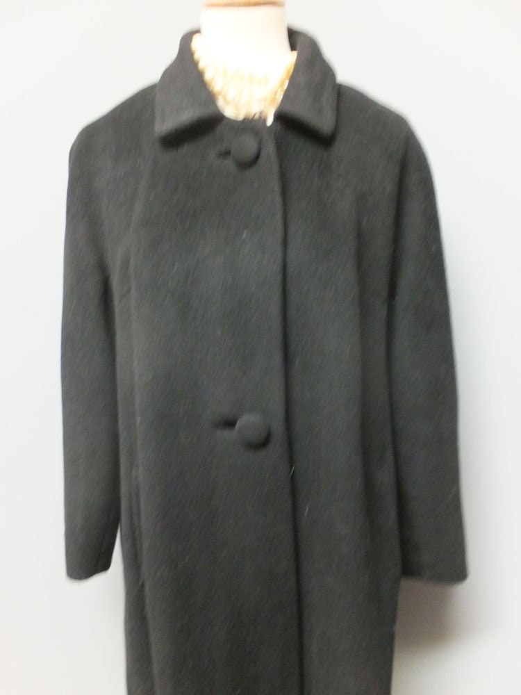 Vintage 1950s/60s Forstmann 100% Virgin Wool Full Length Coat, Black ...