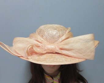 Wide Brim Dress Hat Bow Accent Derby Tea Party Church Mary Jean Collection NIB A straw sun hat adorned with a prominent yellow lily and  main image 3