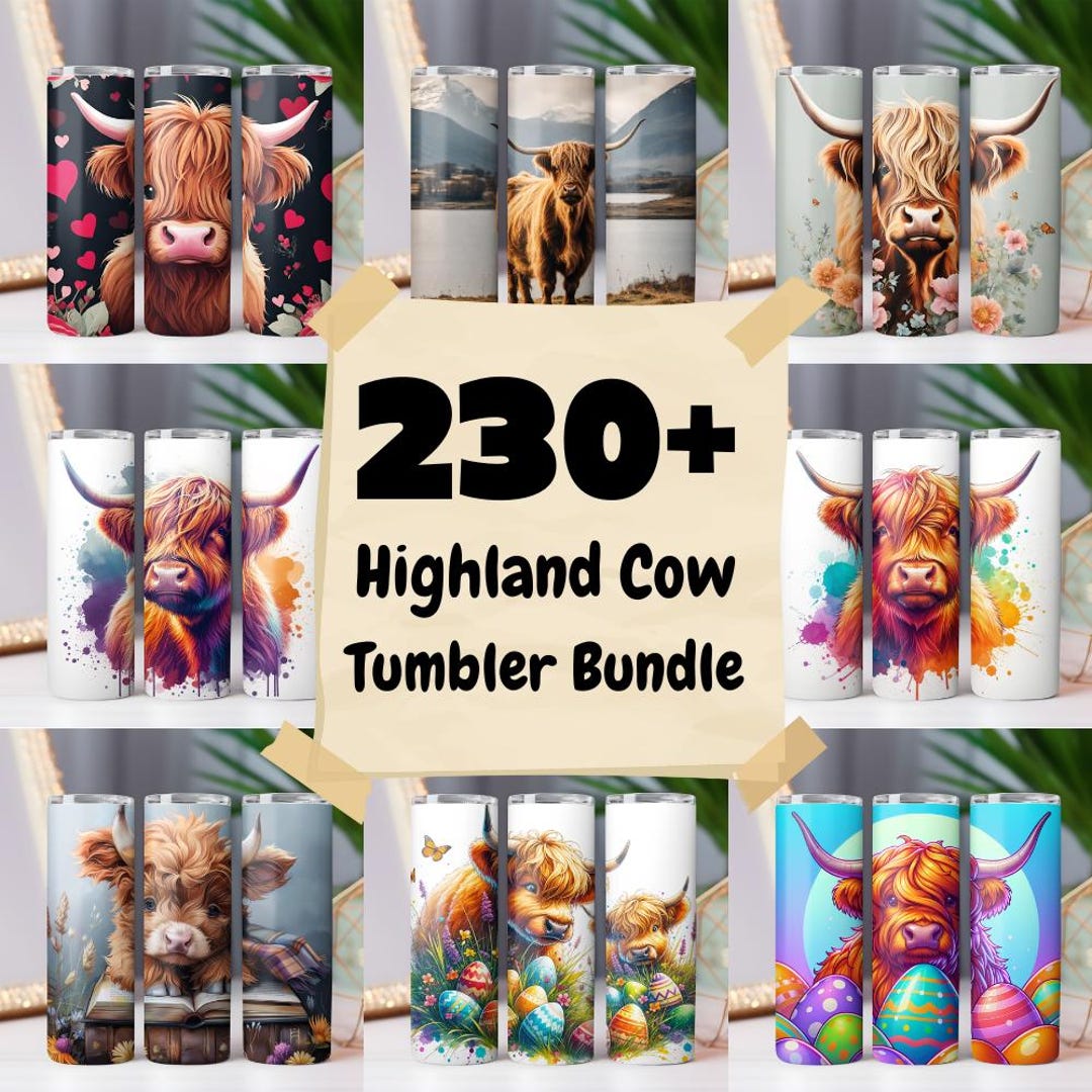 Highland Cow Tumbler Wrap Bundle 20oz Skinny & Straight Tumbler ...