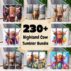 Highland Kuh Tumbler Wrap Bundle 20 Unzen Skinny & Straight Tumbler Highland Kuh PNG Sublimation Design Digital Download Western Weihnachtsgeschenk