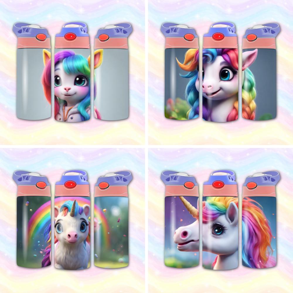 40+ 12OZ Sippy Cup Kids Tumbler Wrap Cute Rainbow Unicorn Girl Tumbler ...
