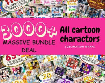 3000+ 20oz Cartoon Tumbler Bundle, All Cartoon Character Sublimation, Kids Tumbler PNG, Sublimations, Cartoon Tumbler Designs, kids tumbler