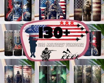 Usa Military Tumbler Wrap Bundle, 20 oz Skinny Veteran Tumbler Wrap, 20oz Tumbler Png Sublimation Design, Digital Instant Download Template