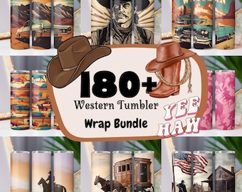 180+ western Tumbler Wrap-bundel, westerse sublimatieontwerpen, 20 oz magere sublimatieontwerpen, westerse ontwerpen, westerse png, commercieel gebruik