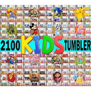 2100+ Mega Cartoon Tumbler Wrap Bundle PNG Sublimation Design Digitaler Download 12 Unze Kinder sippy Tumbler Wrap Png-Datei
