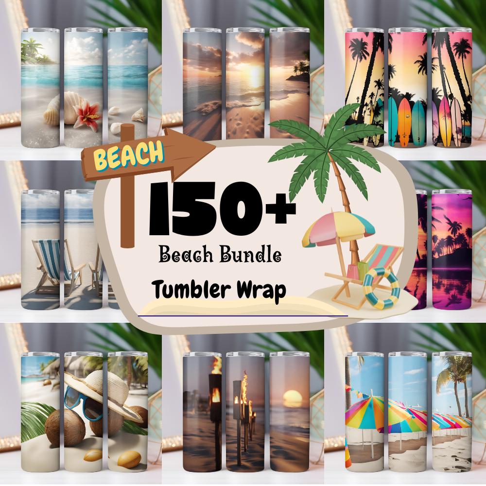 150+ Tropical Beach Tumbler Wrap 20oz tumbler wrap Bundle Ocean tumbler wrap Sunset Sublimation Sea Design Seashell Digital Download
