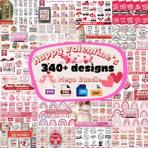 PAQUETE MEGA DE SAN VALENTÍN, paquete svg de San Valentín, diseños del día de San Valentín, archivos de corte Cricut, Silhouette, uso comercial de sublimación retro.