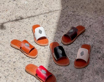 Sandalias de tiras de cuero para mujer – Sandalias de cuero marrón hechas a mano – Suela 100% cuero