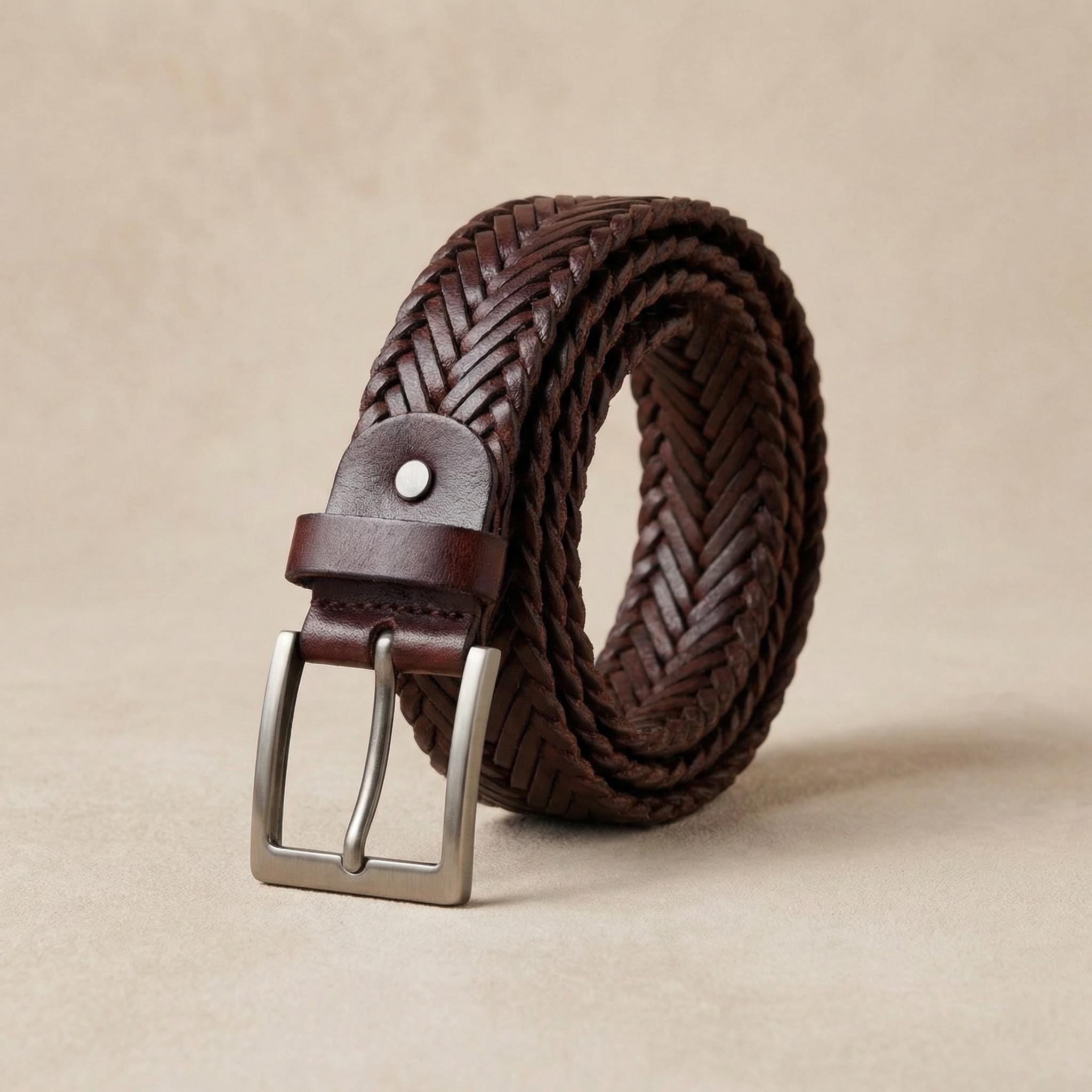 Hand-Woven Genuine Leather Braided Belt Adjustable Casual Waist Strap Woven Elasticated Italian Leather Belt For Men | J.Crew main image 3