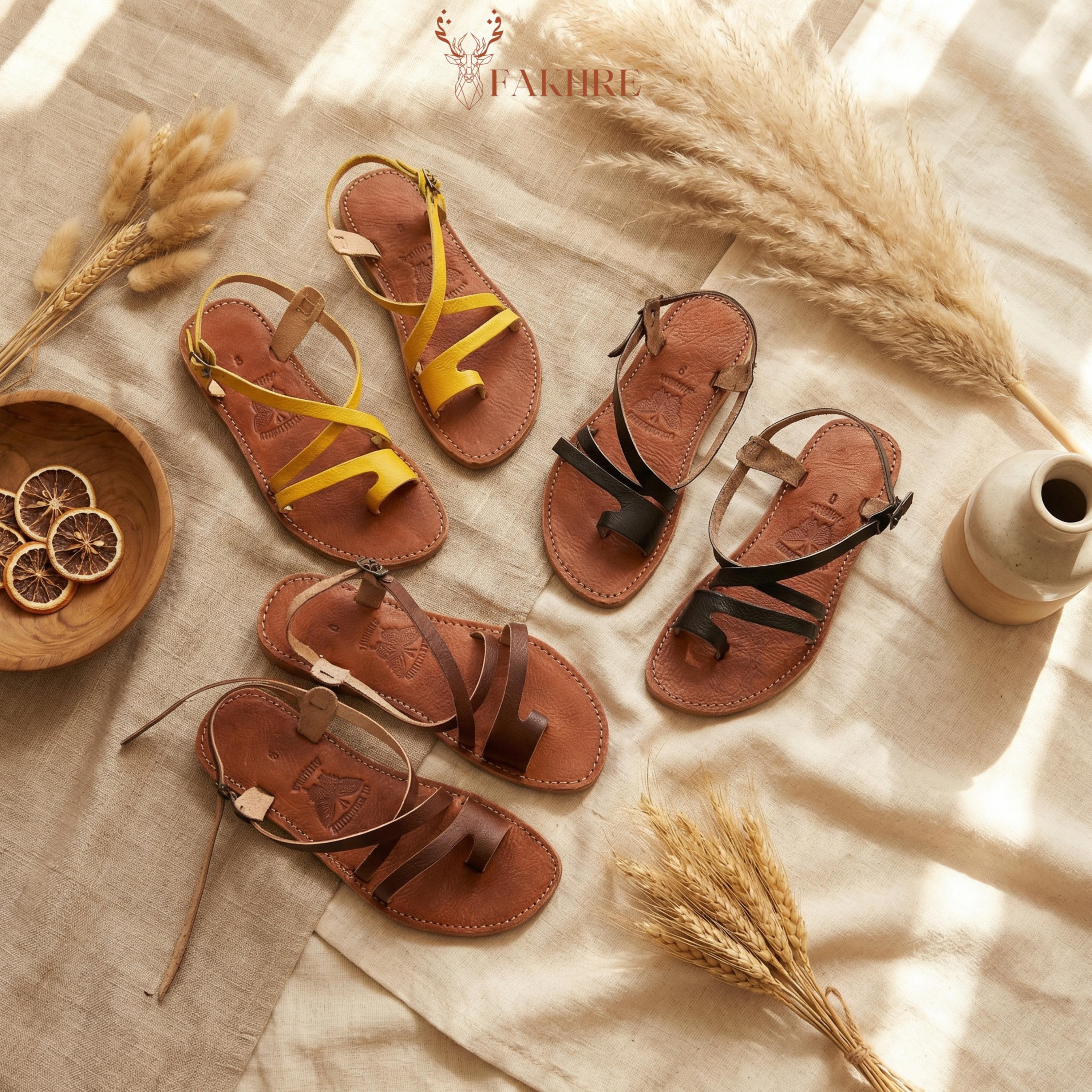 Sandales à Lanières Bleu En Cuir Véritable - Fait Main De Qualite Premium