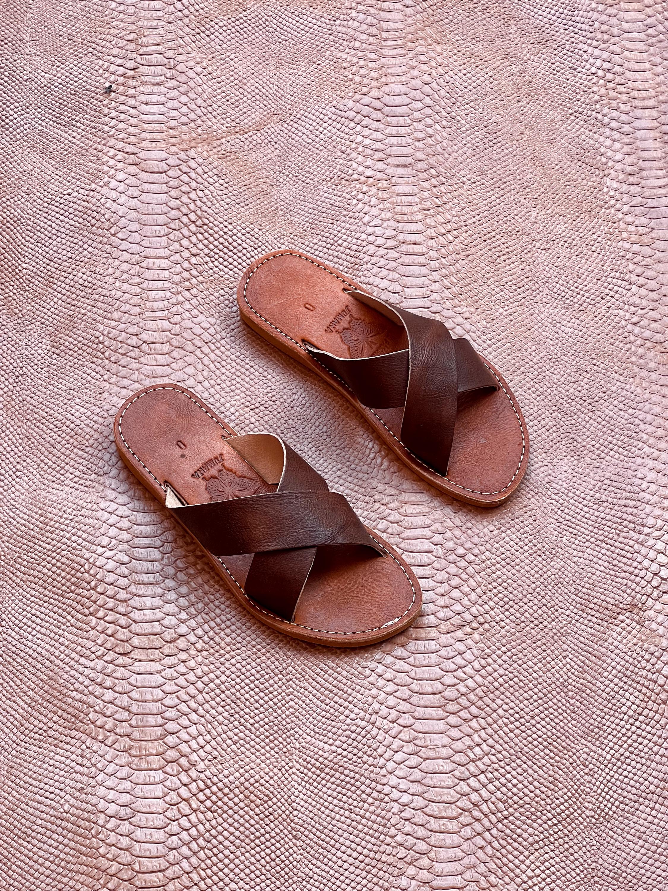 Handmade Moroccan Leather Sandals: Boho Cowhide Slip-ons - Etsy