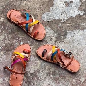 Handmade Moroccan Leather Criss-Cross Sandals with Toe Strap