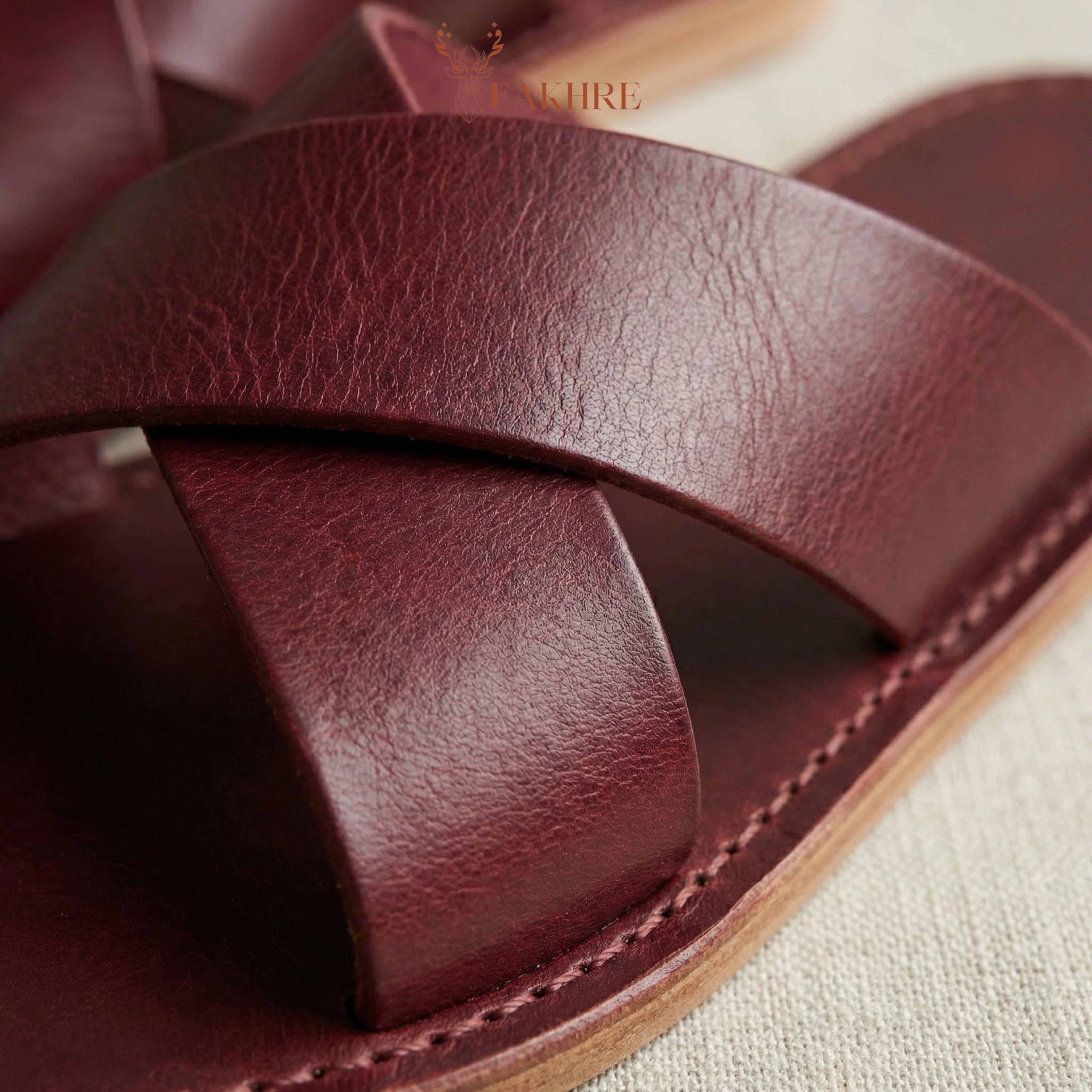Red Leather Cross-Strap mens Slide Sandals Holy Land Market Men/Women Biblical Jesus Leather Sandals  main image 4
