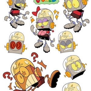 Robot - Mini Vinyl Sticker Sheet - Robot Jones - 5.8'' x 4.1''