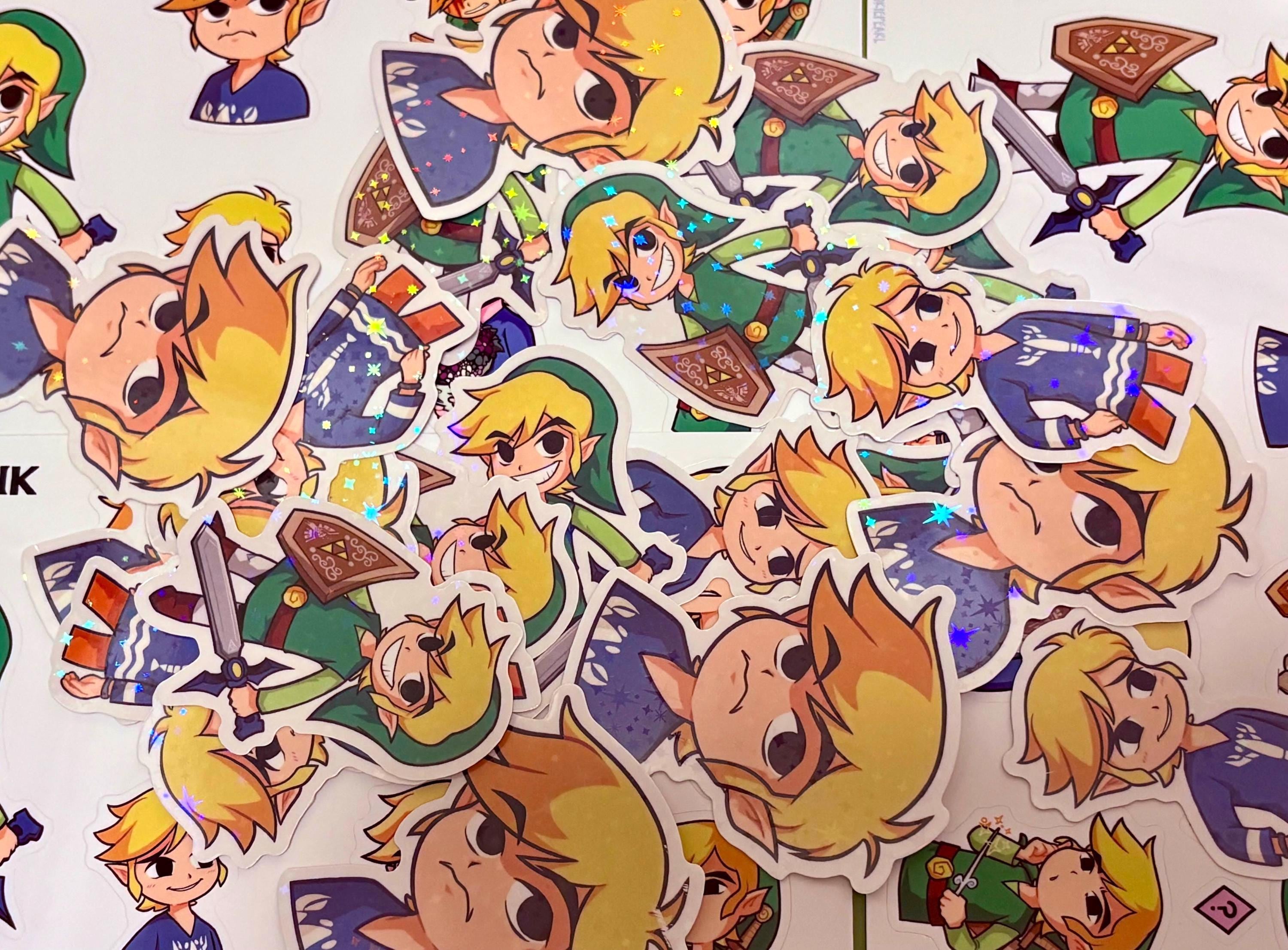 Toon Link Sticker Sheet [w/ 1 Holo Sticker] - Vinyl Stickers- 7'' X 5 ...