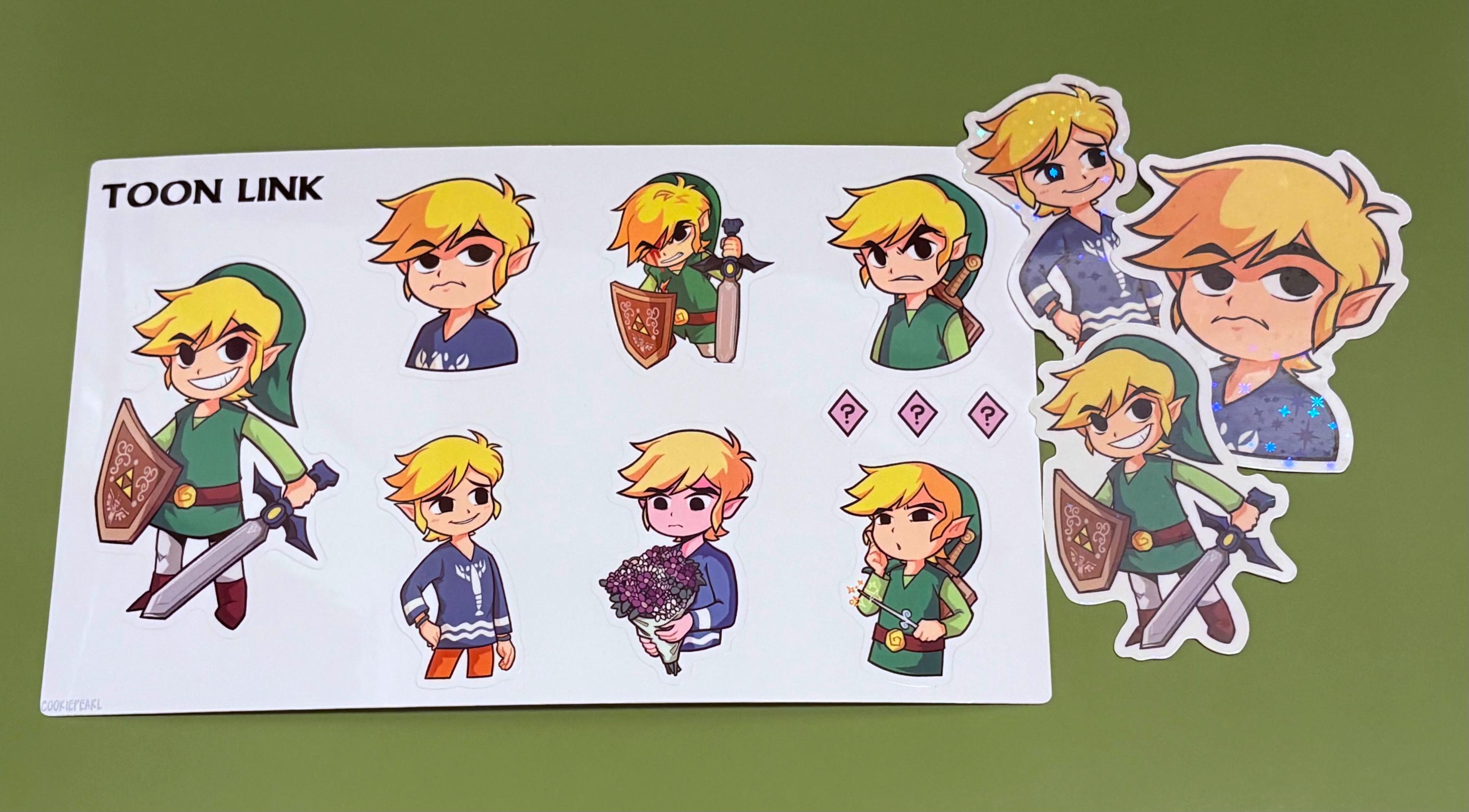 Toon Link Sticker Sheet [w/ 1 Holo Sticker] - Vinyl Stickers- 7'' X 5 ...
