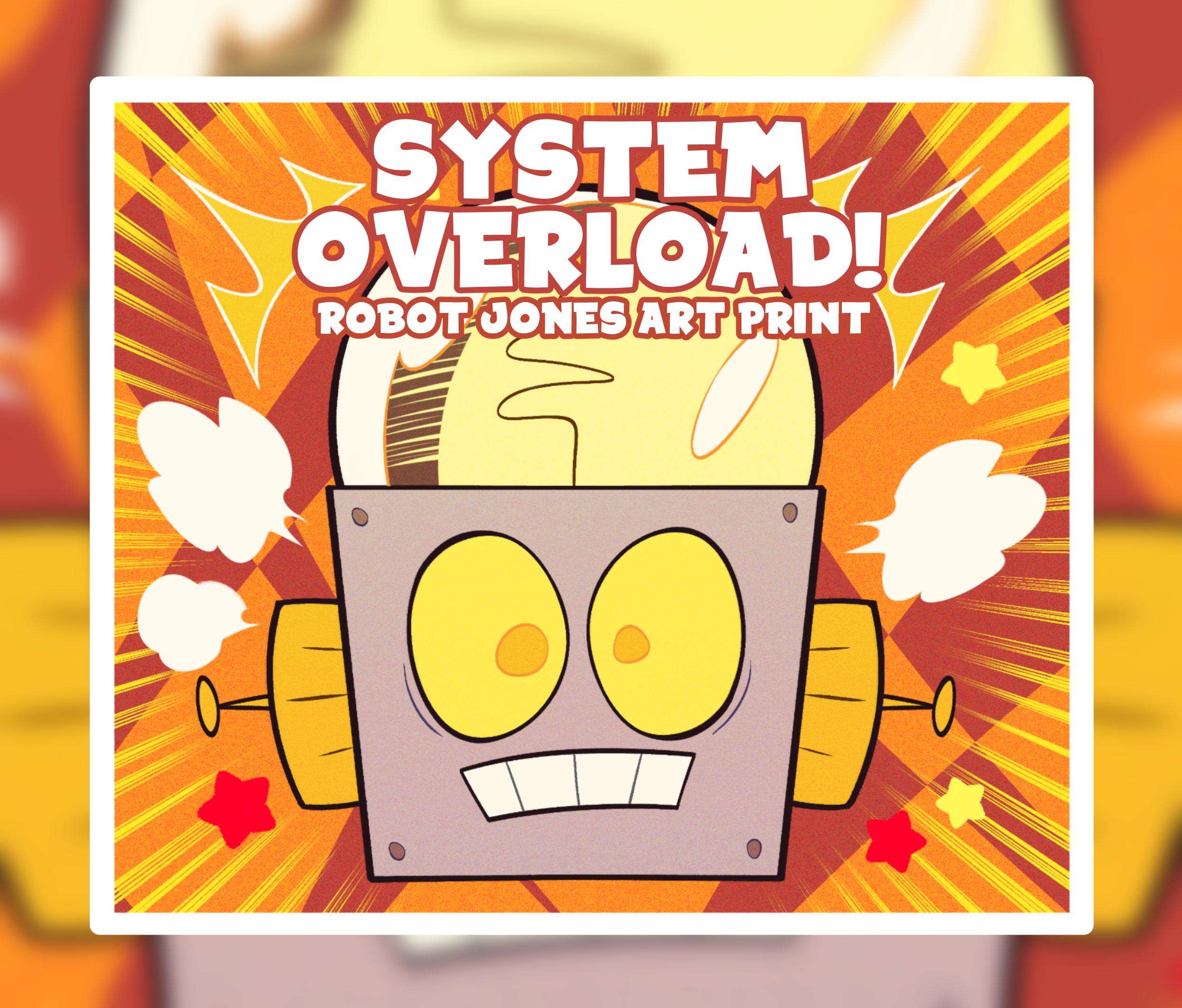 System Overload! - Shimmer Art Print - Robot Jones - 6 X 5 Inches
