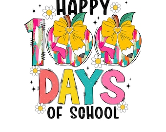 Bunt 100 Tage Schule PNG, Glücklicher 100. Tag der Schule Png, 100 Tage Png, Lehrer Png Schule Png, Sublimationsdesign, Kinder-Shirt-Design