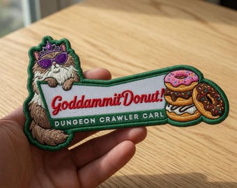 Princess Donut Goddammit Donut Patch, Gestickter Aufnäher: Dungeon Crawler Carl Patch, Fantasy Buch Leser Geeky Katzenliebhaber