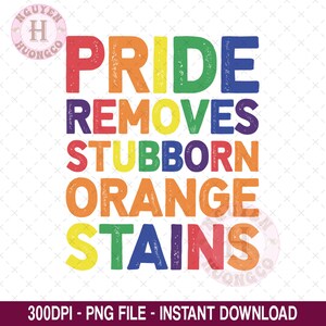 Pride Removes Stubborn Orange Stain Png, Rainbow LGBTQ+, Trendy Png, Funny Pride Month Png, LGBT Support Sublimation Png
