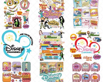 Paquete de 9+ personajes de Disney Channel en formato PNG, diseño de camiseta de Suite Life, Phineas y Ferb en PNG, That's So Raven en PNG, Disney nostálgico en PNG