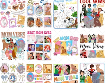Paquete de 12+ PNG para el Día de la Madre, PNG de Disney Mom Vibes, PNG de personajes de Disney Mom, PNG de Bambi, Dumbo, El Rey León y la Madre, PNG de Disney para el Día de la Madre