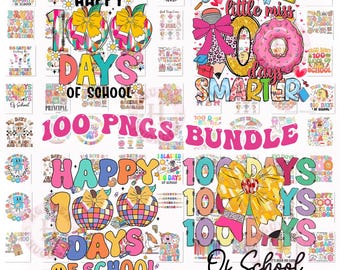 100++ Design 100 Days of School PNG Bundle, Coquette Bow 100 Days of School, Student Png Sublimation, Back To School Png, Gift For Teacher