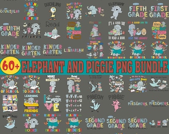 60+ バンドル ゾウとブタのPNG、新学期PNG、初登校PNG、ゾウPNG、ブタPNG、先生、友達のゾウとハト