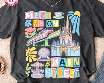 Encuéntrame en Main Street, Disney, estilo sutil, PNG, diseño nostálgico de Magic Kingdom, Vintage Main Street, EE. UU., PNG, viaje a Disney a juego