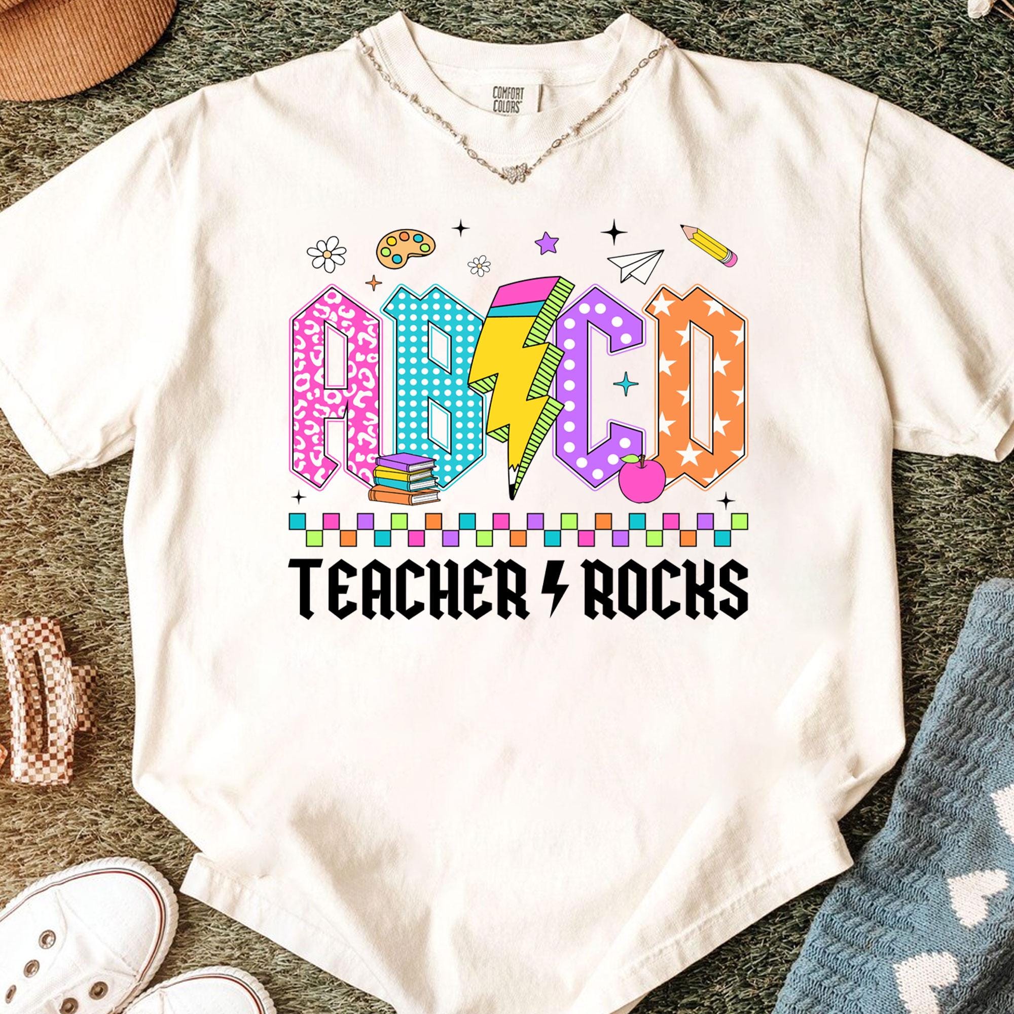 Abcd Teacher Rocks Png, Lightning Bolt Teacher Png, Back to School Png ...