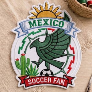 Mexico Soccer Embroidered Patch, Iron On Patch for Jerseys, Jackets & Backpacks Sports Fan Gift