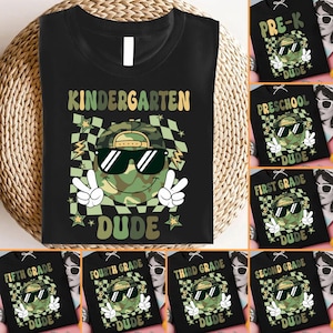 8+ Retro Back to School Boys PNG Bundle, Camo Kindergarten Kid Design, First Day PNG, Pre-K to Fifth Grade Png, School Boy Sublimation File