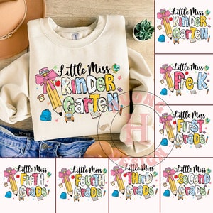 Retro Back To School Png Bundle, Kindergarten, First Day Of School, LittleMiss, Coquette Pencil, Pre-k 1st/2nd/3rd Grade, School Bundle Png