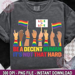 Be A Decent Human It&#39;s Not That Hard Png,Human Rights Png,LGBT Flag Retro Be A Decent Human It’s Not That Hard T-Shirt Design, Gay Pride PNG
