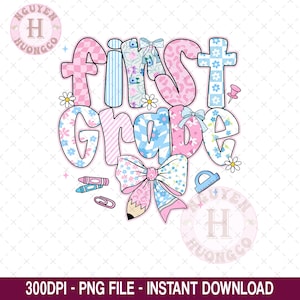 Coquette Bow Pencil First Grade Teacher Png, Back To School Preppy png, Grandmillenial Coquette Teachers png, First Grade Teacher Shirt Png