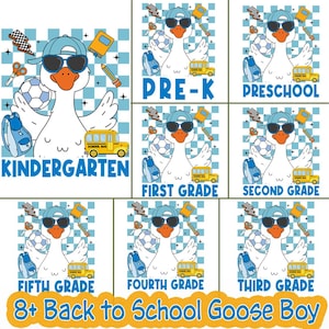 8+ Back to School For Boys PNG Bundle, Happy First Day Of School Goose For Boy Png, First/Second/ Third Grade,School Boy Sublimation Designs