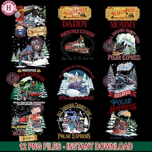 Polar Express PNG Bundle Digital Download, Funny Christmas PNG Clip Art, North Pole Magic Png, Christmas Gift For Family, Xmas Shirt Designs