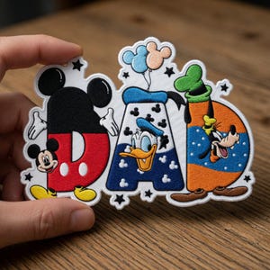 Disney Dad Embroidered Patch, Father’s Day Iron On Patch, Mickey Donald Goofy Dad Sew On Patch For Jacket Hat Backpack