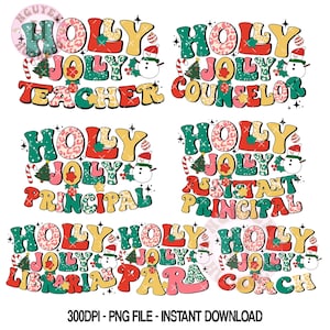 Teacher Christmas Png Bundle, Holly Jolly Teacher Png, Merry Teacher Png, Holiday Teacher, Christmas Teacher Shirt Design, Gifts for Teacher