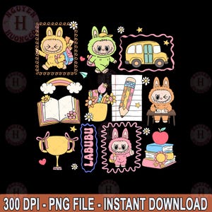 Monster Doll Toy Teacher Png, Cartoon Doll Grade Png, Back To School 1st/2nd/3rd Grade Png, Retro labubu School Designs, Digital Download