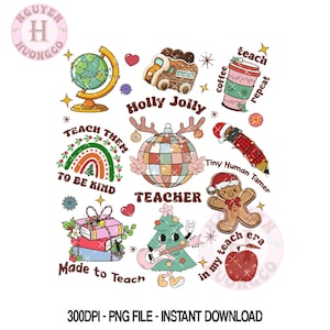 Holly Jolly Teacher Christmas Png, Christmas Teacher Png, Teacher Gift Png, School Holiday Png, Merry teacher Png, Teacher Shirt Design