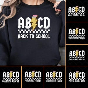 17+ ABCD Teachers Pencil Lightning Bolt Back To School PNG Bundle, Gift for Teacher, Learning Rocks Png, Kindergarten to Fifth Grade Png