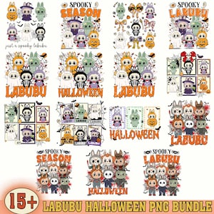 15+ Labubu Spooky Doll Monster Characters Bundle Png, Pumpkin Doll For Kids Girls Png, Monster Doll Horror Png, Halloween Sublimation Bundle