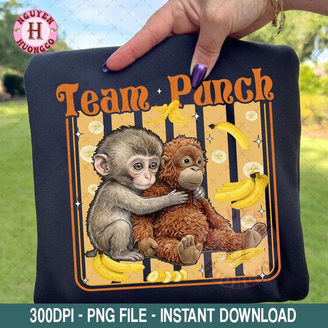 Team Punch PNG, Cute Baby Monkeys With Bananas Design, Funny Friendship ...